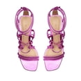 thumbnail image 5 of Schutz Lunah Mid Bright Violet Strappy Lace Up Open Toe Mid Block Heel Sandals (Bright Violet, 7.5), 5 of 6