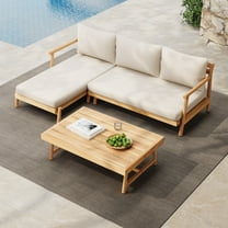 Christopher Knight Home 2-Piece Outdoor Conversation Set with Cushions, Solid Wood Frame, Teak Beige