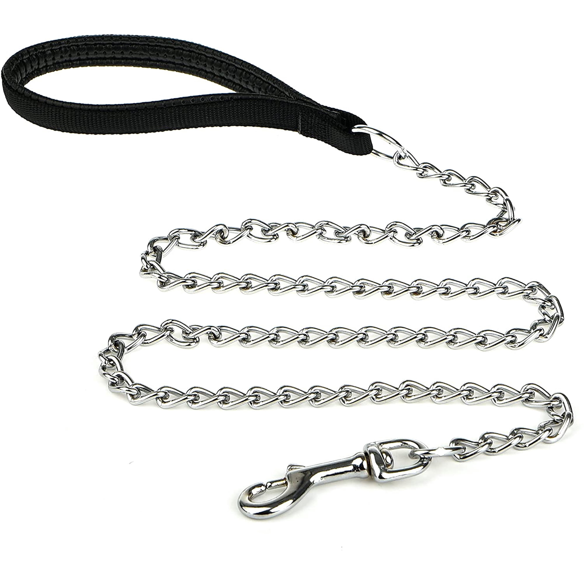 Heavy Duty Dog Leash 5.25FT Metal Dog Leash Dog Chain with Comfortable Handle for Medium & Large Size Dogs Improved Dog Safety & Comfort (Black)