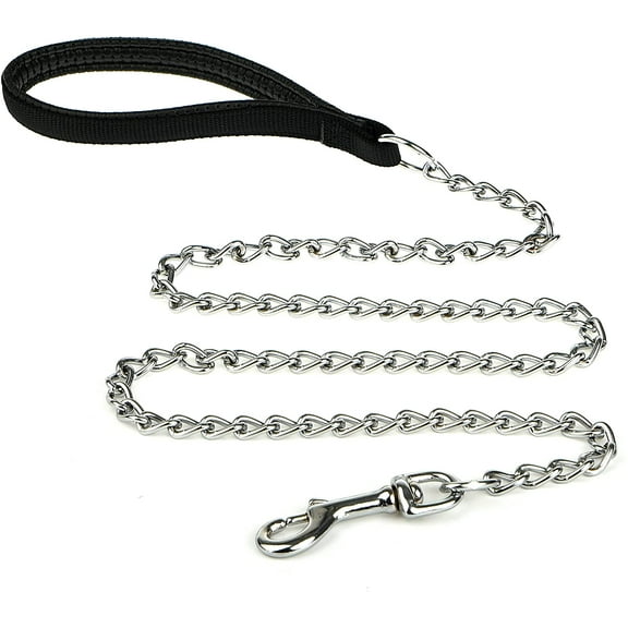 Heavy Duty Dog Leash,5.25FT Metal Dog Leash Dog Chain with Comfortable Handle for Medium & Large Size Dogs , Improved Dog Safety & Comfort (Black)