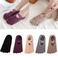 thumbnail image 4 of Women Non-Slip Yoga Socks with Silicone Grips Criss-Cross Straps Solid Color 5 Toes Low Cut No Show Boat Hosiery for Pilates Ballet Hospital Dance Fitness, 4 of 17