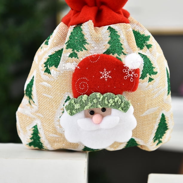 pstuiky Bolsas de regalo navideñas de Papá Noel, bolsas de regalo navideñas, bolsas de lino para dulces navideños, bolsas de tela, bolsas de regalo de Papá Noel