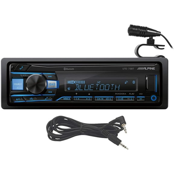 Alpine UTE-73BT Digital Media Bluetooth Car Stereo Receiver w/USB  Absolute AUX Cable