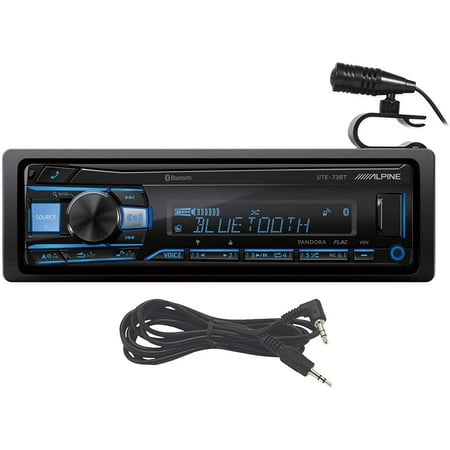Alpine UTE-73BT Digital Media Bluetooth Car Stereo Receiver w/USB+ Absolute AUX Cable