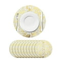 thumbnail image 2 of 10 Pcs Gold Placemats with 2 Pcs Silverware Set, Disposable Round Table Mat 3.9 Inch Foil Mesh Pressed Foil Paper Placemat Tablecloths Table Runner for Party Wedding Home Dinners Table Decor, 2 of 8