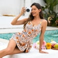 thumbnail image 5 of Zando Full Coverage One Piece Swimsuit for Women 2026 Tummy Control Bathing Suit with Metal Tie Knot Swim Dress Orange Floral 2XL, 5 of 7
