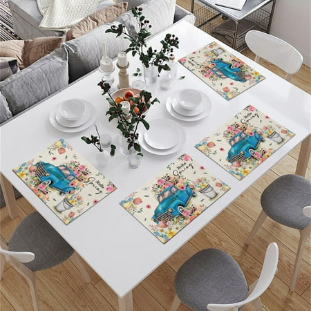 

Thicken Table Mat Comfortable Touch Cotton Flax Relieve Boredom Tulip Pattern Place Mat Household Supplies