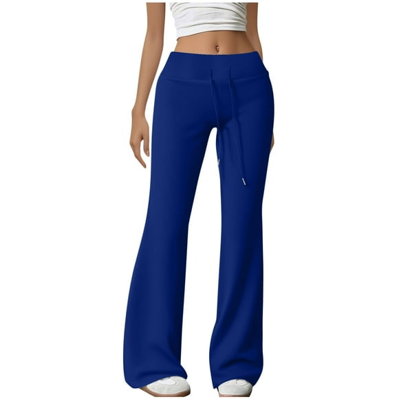 AherBiu Yoga Pants Women Wide Leg Casual Flare Sweatpants Elastic Waist Drawstring Joggers Loung Pant