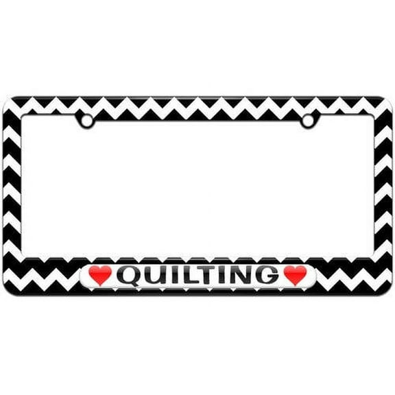 Quilting Love with Hearts License Plate Tag Frame, Multiple Colors