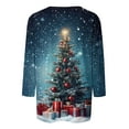 thumbnail image 4 of Elvqul Tops for Women Christmas Cute Shirts Plus Size Graphic Crew Neck Blue Womens Tops 3/4 Sleeve, 4 of 5