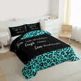 thumbnail image 3 of jejeloiu Wild Leopard Texture Queen Comforter Set,Inspirational Quote Bedding Sets,Cyan Black Cheetah Pattern Bedding Comforter Set For Adults,Luxury Bedroom Decor Reversible,3 Pieces, 3 of 8