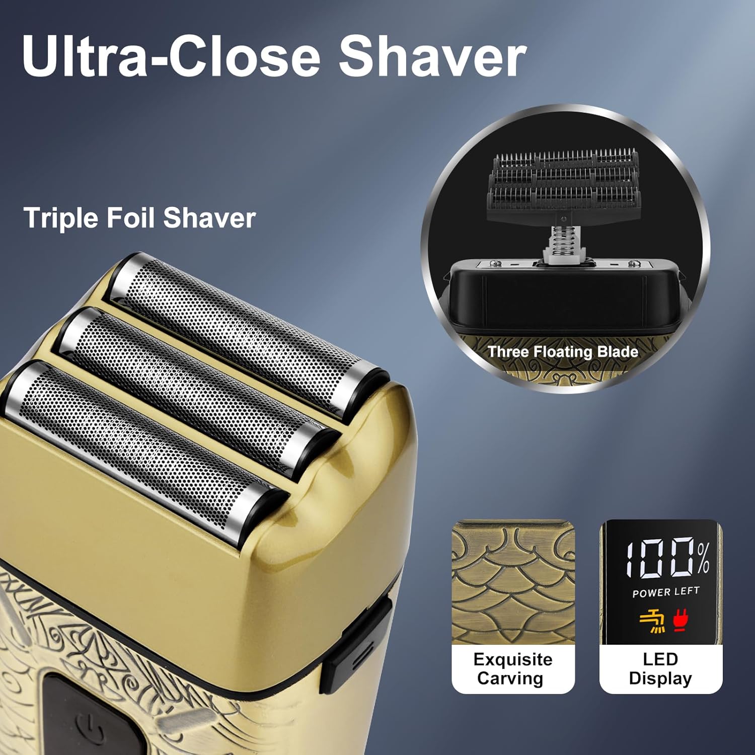 Obacre Portable Mini Electric Shaver for Men, Gold photo 6