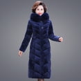 thumbnail image 5 of Ropa de invierno para mujer, abrigo largo de piel morada con capucha de piel, tejido de terciopelo, algodón acolchado, abrigo cálido y grueso, nueva ropa de abrigo, 5 of 5