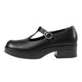 thumbnail image 4 of YDN Women T-Strap Round Toe Block Low Heel Mary Janes Platform Strappy Buckle Pumps Dressy Club Prom Shoes Size 8.5 Black, 4 of 4