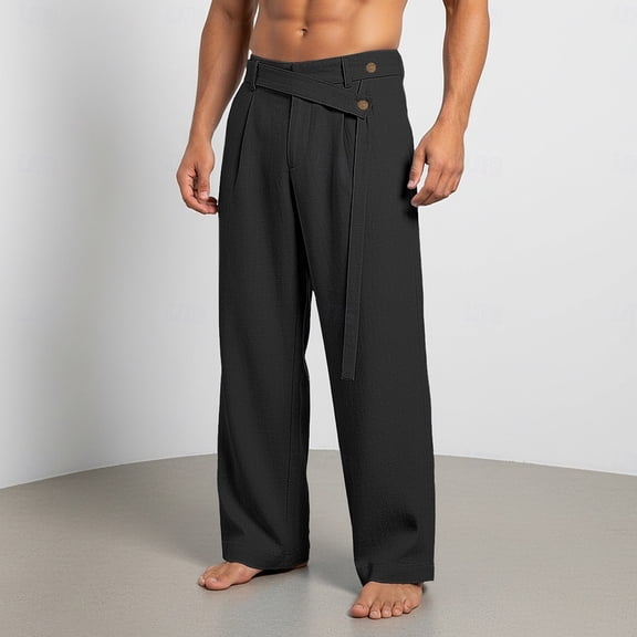Yaoyar Mens Dress Pants Summer Casual Gurkha Suit Trouser Lightweight Retro Business Suit Pants Long for Men