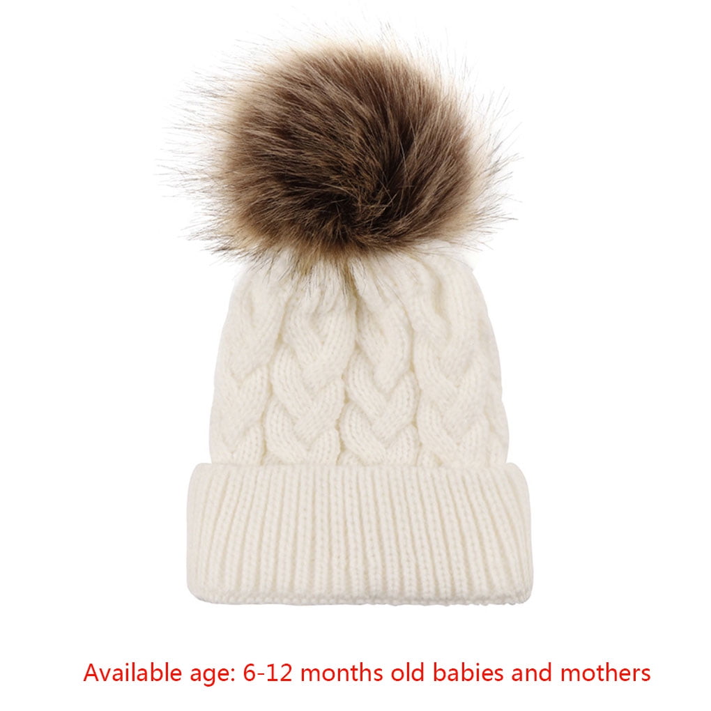 mom and baby matching winter hats