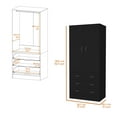 thumbnail image 4 of Nmkwnr Armoire with 3 Drawers and 1 Rod, 2 Doors Storage Cabinet for Living Room, Bedroom, Black, 4 of 7