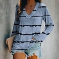 thumbnail image 2 of Annhoo Going out Tops for Women Fall Long Sleeve Casual V Neck T Shirts Trendy Stripes Print Blouse Tees, 2 of 4