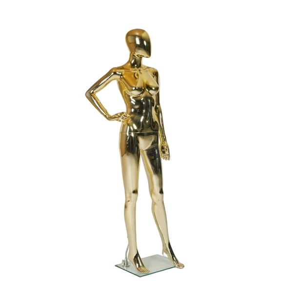 70 in Gold Female Mannequin Dress Form Display - Manikin Torso Stand Realistic Full Body Mannequin for Retail Clothing Shops