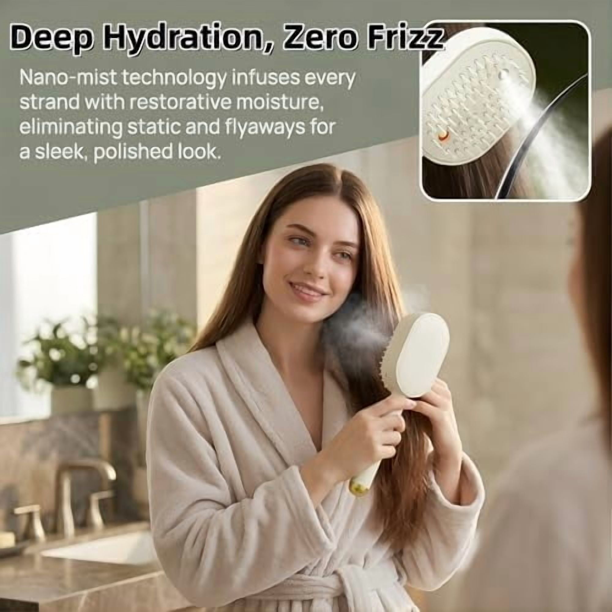 2026 New Electric Steam Brush, Electric Steam Brushs for Hair, 2 in 1 Misting Hair Brushes with Water Spray for Both Long and Short Hair, Reduce Frizz, Nourishes Hairs, Anti-Static (Purple)