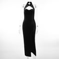 thumbnail image 4 of Goth Black Velvet Sleeveless Snake Pendant Long Dress Y2K Vintage Sexy High Slit Backless Bodycon Cheongsam Party Dresses Women, 4 of 8