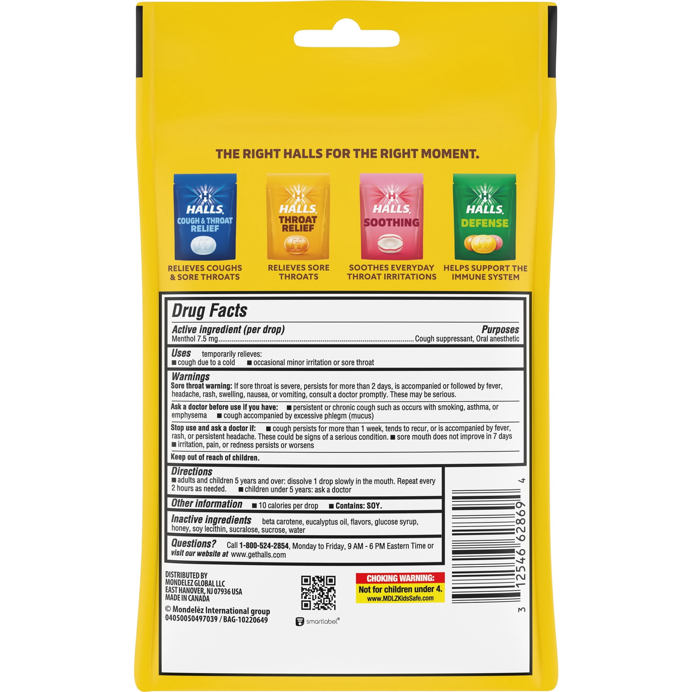 HALLS Cough and Throat Relief Honey Lemon Cough Drops, No Synthetic Dyes, FSA/HSA Eligible, 30 Drops