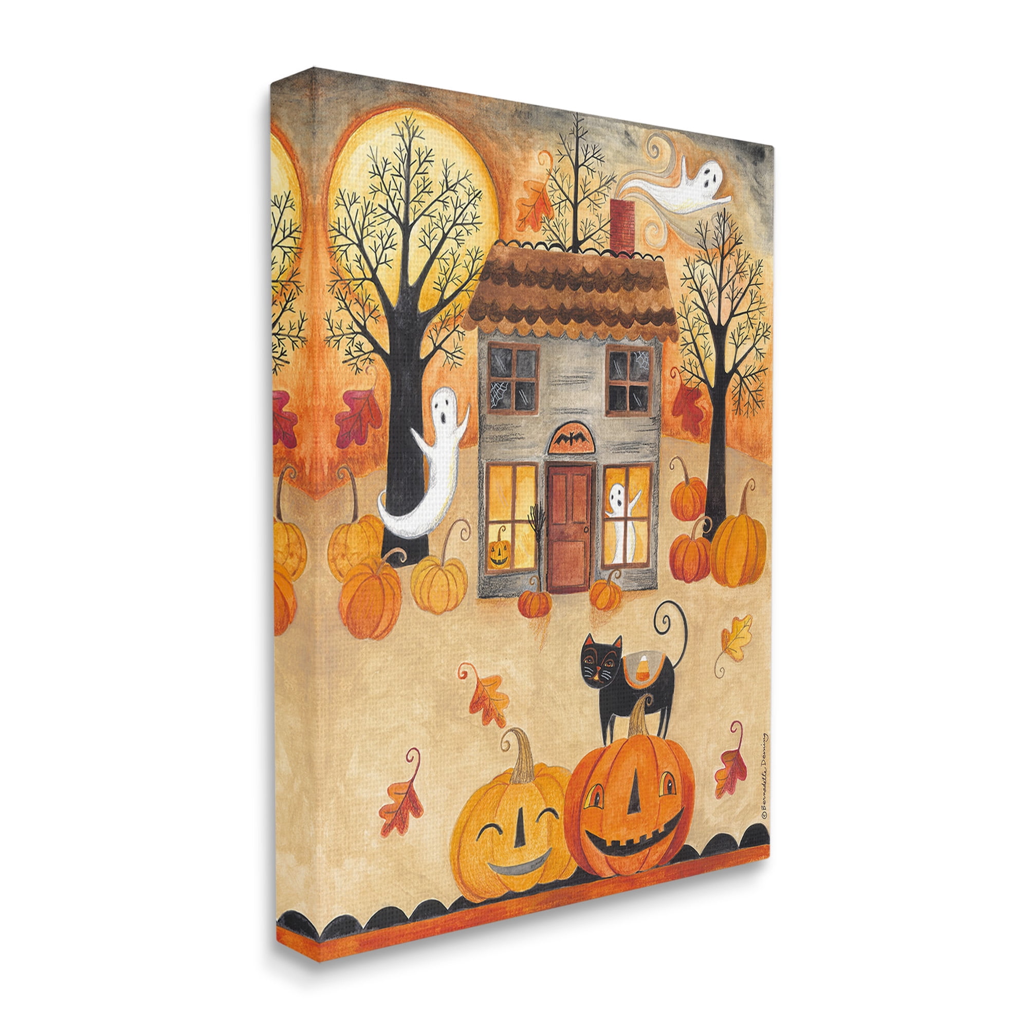 Stupell Industries Ghosts on Halloween Night Holiday Painting Gallery Wrapped Canvas Art Print Wall Art, 30 x 40