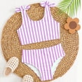 thumbnail image 3 of Niñas Pequeñas Traje de Baño de Verano Impreso de Cuerpo Dividido Conjunto de Dos Piezas para las Vacaciones de Natación en el Interior de la Playa, 3 of 8