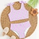 thumbnail image 4 of Niñas Pequeñas Traje de Baño de Verano Impreso de Cuerpo Dividido Conjunto de Dos Piezas para las Vacaciones de Natación en el Interior de la Playa, 4 of 8