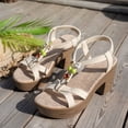 thumbnail image 6 of Pandaie Orthopedic Wedge Sandals for Women Bohemian Wide Width Platform Espadrille Open Toe Beaded Chunky Heel Slip on Summer Beach Shoes Light Green Size 7.5, 6 of 8