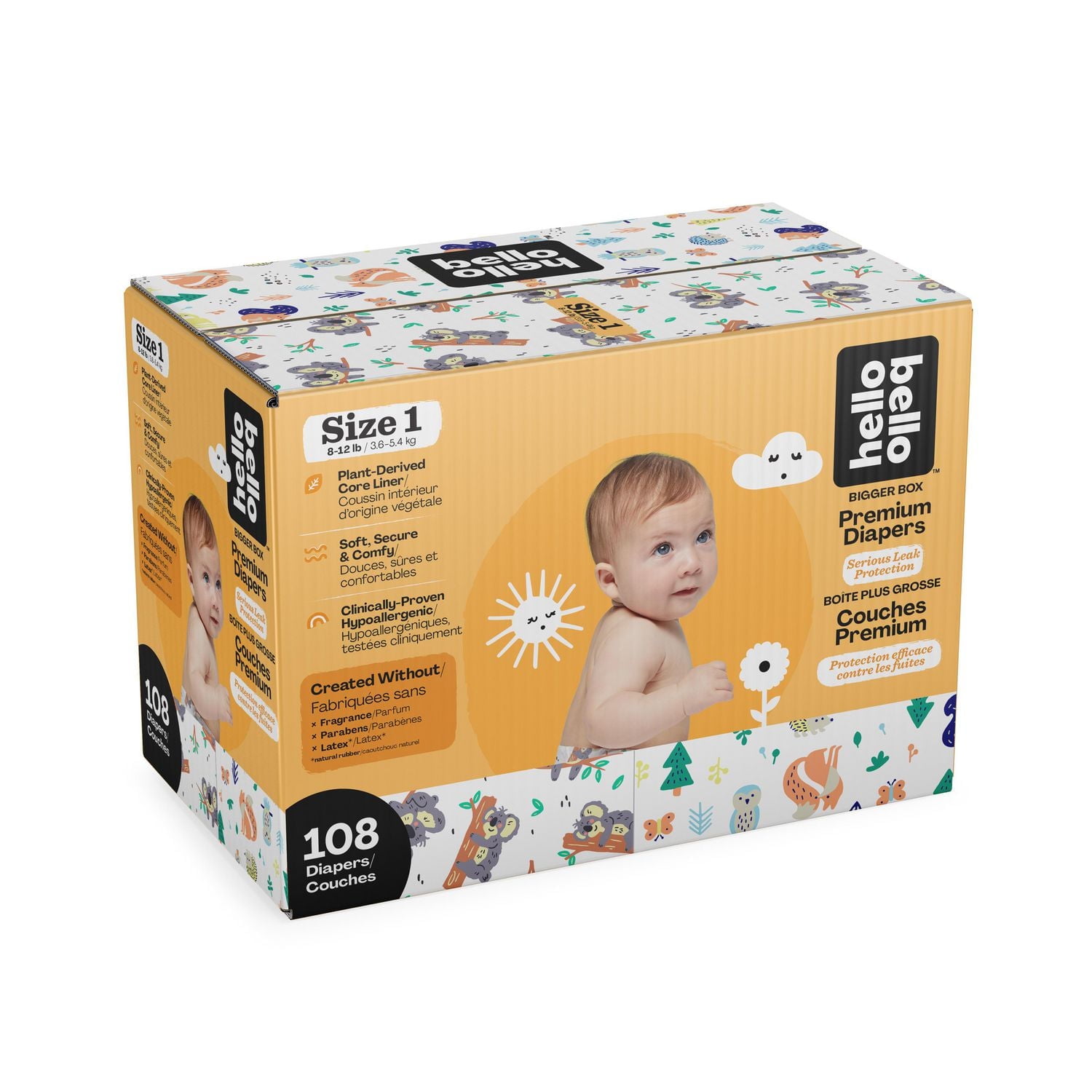 Hello Bello™ Diapers - Club Pack - Size N (0-10 lbs) - 96 ct., Ultra-Soft, Cloth-Like Feel, Inside and Out!
