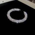 thumbnail image 6 of Sparkling Rhinestones Threaded Round Open Bangle Bracelet Adjustable Metal Wrist Jewelry Gift For Women Lady, 6 of 19