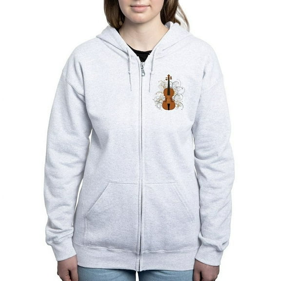 CafePress - Violin Swirls (For Dark Colours - Women's Zip Hoodie