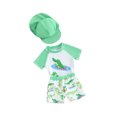 thumbnail image 2 of Musuos Toddler Boys Cute Swimsuit, 6M 12M 18M 24M 3Y Shark Crocodile Print Short Sleeve Top with Elastic Shorts Hat Summer Swimwear, 2 of 10