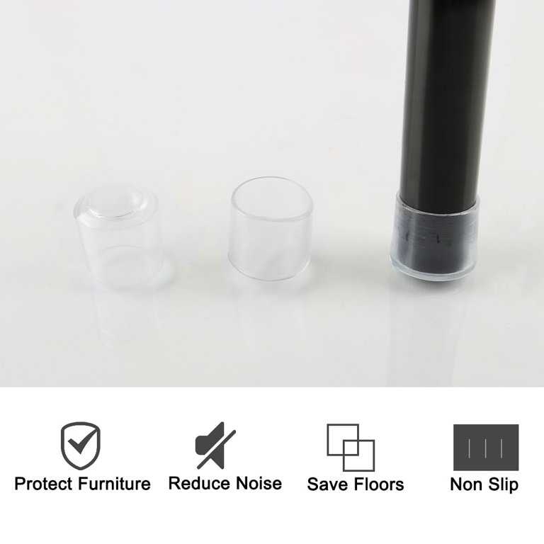 16Pcs Chair Leg Floor Protectors – Transparent PVC Non-Slip Foot Caps, Fits 12-16mm Diameter, With Felt Base For Hardwood Floors