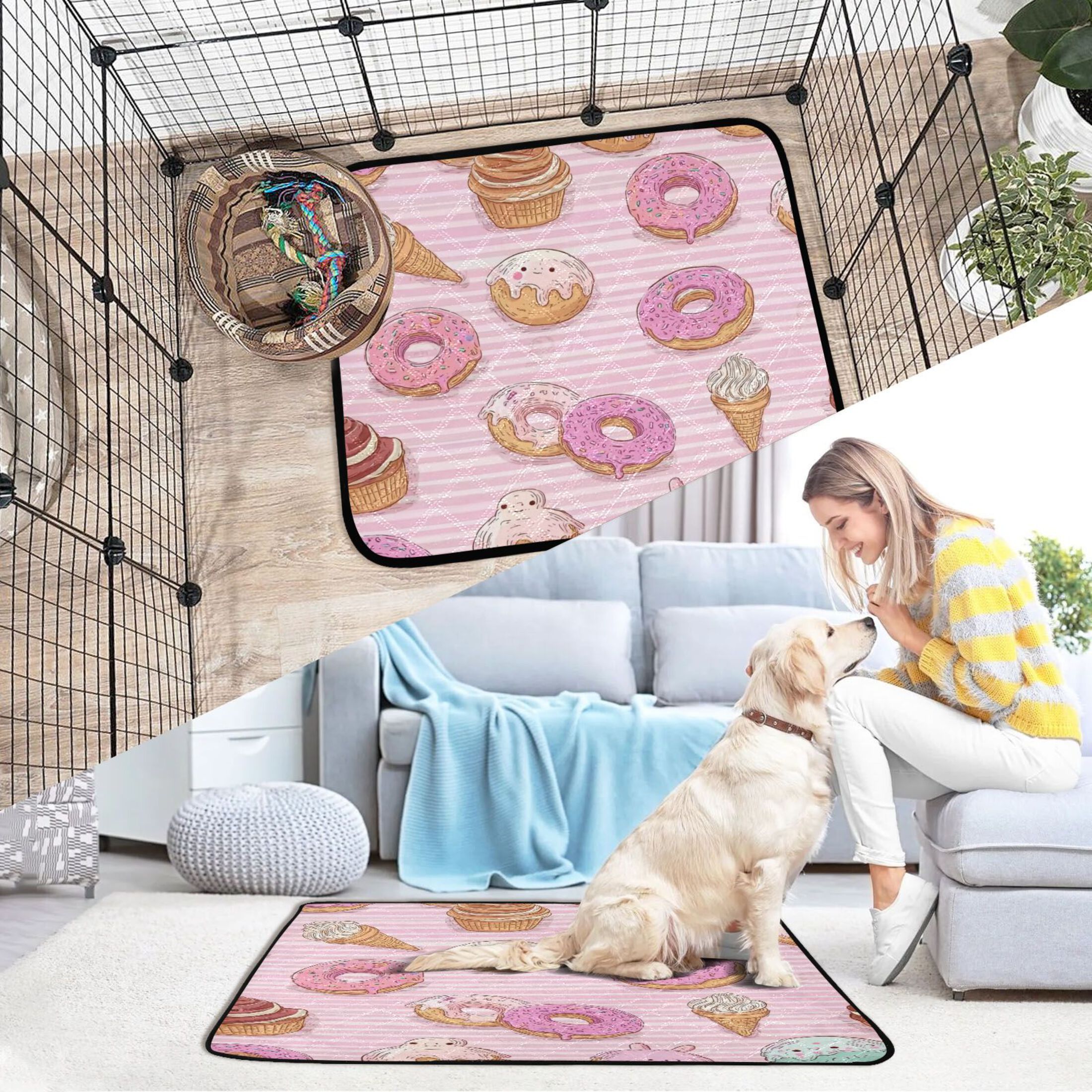 IAUYY Washable Pee Pads for Dogs Smallx3 Absorbent and Leak-Proof Non-Slip Reusable Puppy Pee Pads for Dogs Applicable to Playpen Potty Crate Donut