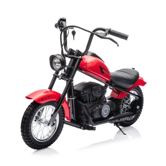 24V Electric Dirt Bike for Kids, 2 Speed Max Up to 14 Mph & 60 Minutes Continuous Electric Motorcycle  with Led Lights, Leather Seat, Handbrake for Big Kids Teen, Ideal Christmas Gifts