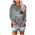 thumbnail image 1 of Holiday Time T-Shirts Femmes Drôle Xmas Graphique Col Rond Chandails en Molleton Léger Chandail Tops Tunique Décontractée Manches Longues Blouse 02-Rose TTTG, 1 of 5