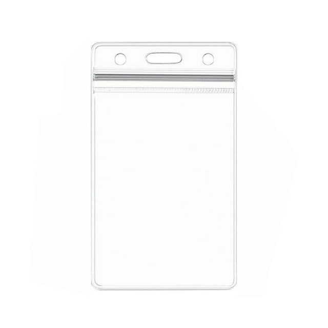 Clear ID Badge Holder Soft PVC Card Sleeve with Resealable Zip 10 Pack Transparent Name Card Protector for Office Event Travel Use