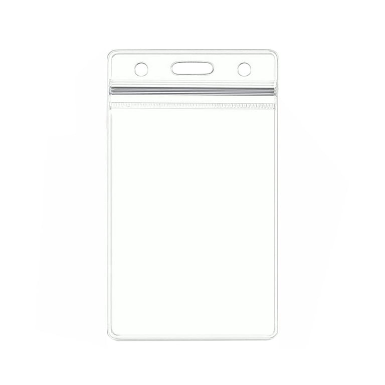 id card sleeves clear Amazon.com : Bulk 100 Pack - Heavy Duty Clear Vinyl Badge Holders for Vertical Name Badges - Great for Employee or Student ID Card