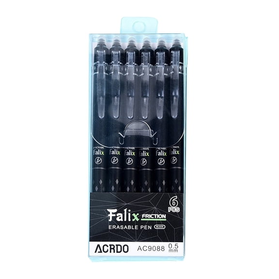 6Pcs Erasable Gel Pens, 0.5mm Ink Retractable Pens, Quick Dry Fine Point Pens, Smooth Writing Pens for Journaling, Coloring, Drawing, Doodling, Note Taking, Office Classroom Supplies, Black