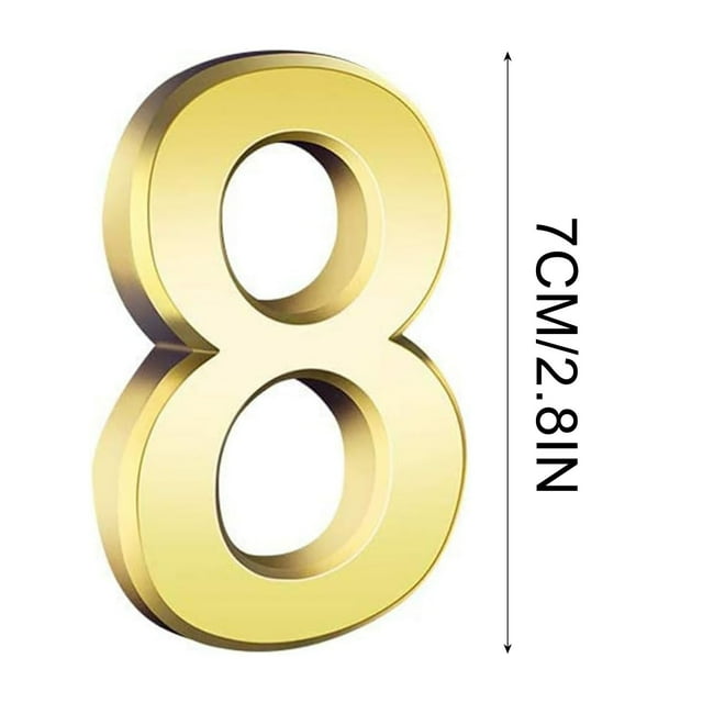 SDNall 3 Inch Gold Self-Adhesive House Numbers for Outside, Modern Mailbox Numbers for Outside, Metal Address Numbers for Street Door Home Indoor Signs, Easy Install 0-9