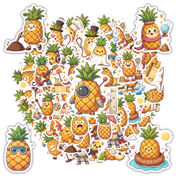 Adorable Pineapple Stationery Stickers Fun Kids Stickers Toy Animal Stickers for Phone Luggage Laptop