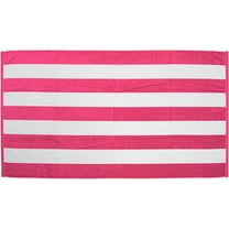 Cabana Stripe Terry Velour Resort Beach Towel-Hot Pink-Set of 6 Towels