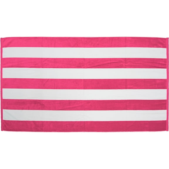 Cabana Stripe Terry Velour Resort Beach Towel-Hot Pink-Set of 6 Towels