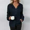 thumbnail image 4 of Lovskoo Cardigan Sweaters for Women Open Front Loose Solid Color Rope Short Knitting Hooded Jacket Oversized Winter Outerwear Tops Navy, 4 of 5