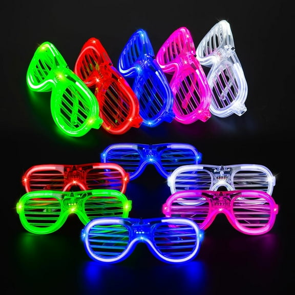 25 Packs LED Glasses 5 Neon Colors glow in the dark party supplies Favor for Kids Adult Glow sticks Light Up Glasses fit Holiday Birthday Valentine's Day and Halloween Party Supplies Cosplay