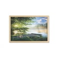thumbnail image 1 of Landscape Wall Art with Frame, Fishing Pier by River in the Morning Clouds and Trees Nature Image, Printed Fabric Poster for Bathroom Living Room, 35" x 23", Green Blue White, by Ambesonne, 1 of 2