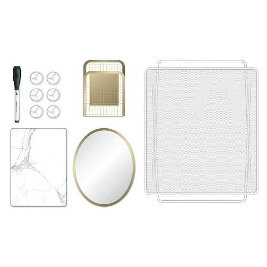 U Brands Locker Kit, Shelf and Accessories, White and Gray Marble, 11 Piece Set, 4146U