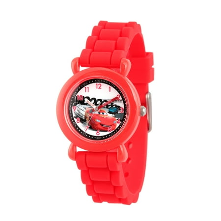 - Cars Lightning McQueen Boys' Red Plastic Time Teacher Watch, Red Silicon Strap